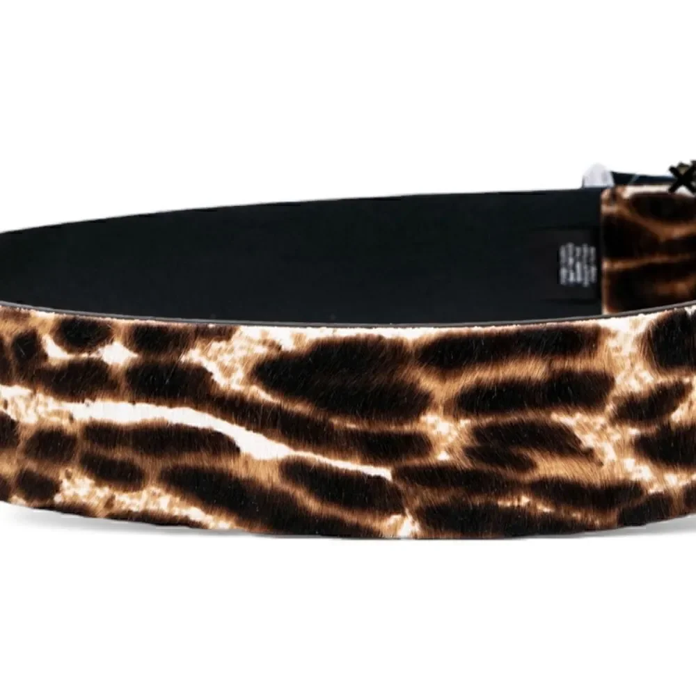 LANVIN Calf Hair Waist Belt with Antique Gold and Crystal Buckle |Size: Small|